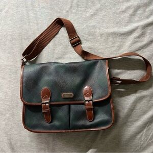 Vintage Carryland Tartan green & Brown Plaid Crossbody Messenger bag - hand bag